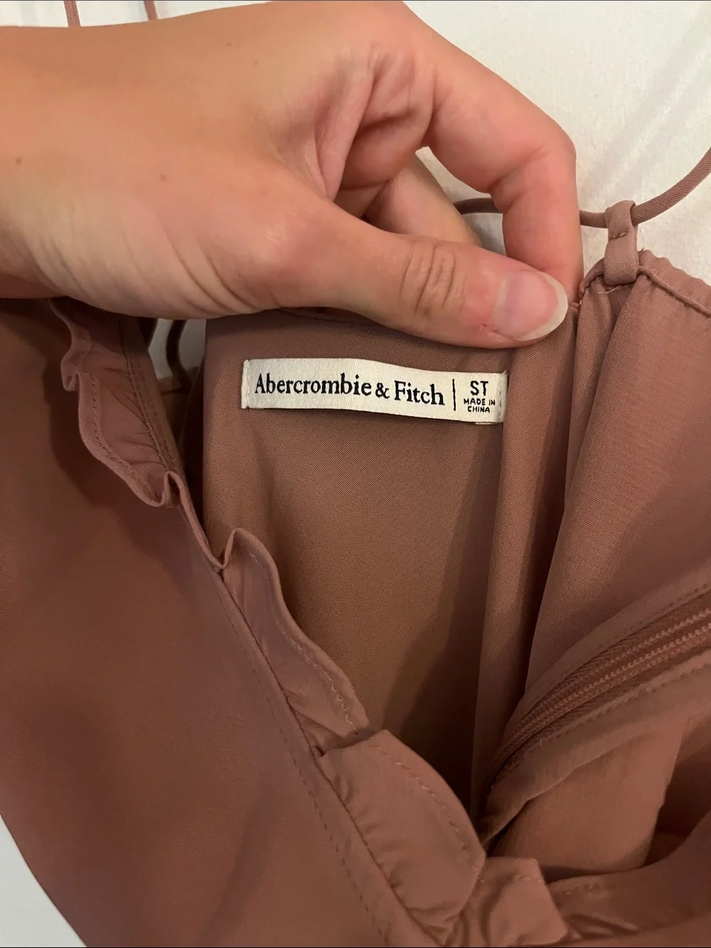 Abercrombie & Fitch Mauve Scallop V-Neck Maxi Slip Dress